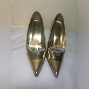 Wild Diva Metallic Gold Pointed Toe Heels